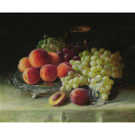 Still Life with Peaches & Grapes