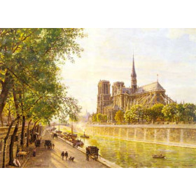 Llle de la Cite and the Cathedral of Notre Dame, Paris as seem from Quai Montebello