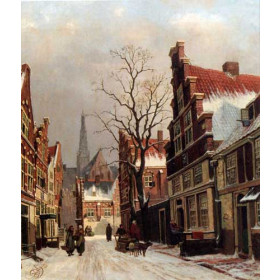 Townsfolk In A Snow-covered Street In Haarlem