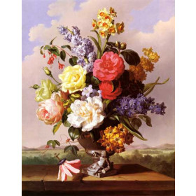 Flowers In An Urn On A Ledge