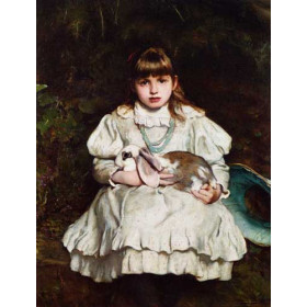 Portrait of a Young Girl Holding a Pet Rabbit