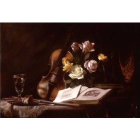 Still Life with Violin and Roses