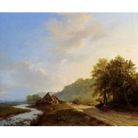 A Summer Landscape With Travellers On A Path