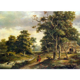 Peasant Woman and a Boy in a Wooded Landscape