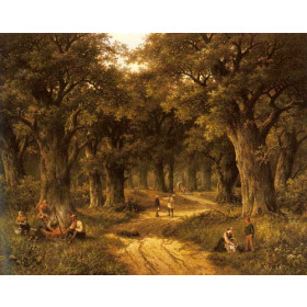 Peasants Preparing a Meal near a Wooded Path