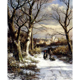 Figures On A Snowy Road