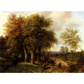 Travellers Resting On A Wooded Path