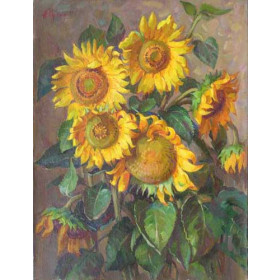 Sunflowers on Dark Background