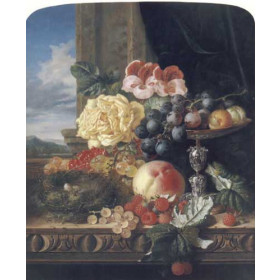 Still Life with Fruit, Flowers and a Birds Nest