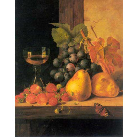 Still Life with Strawberries and Pears and Grapes