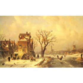 Skaters in a Frozen Winter Landscape