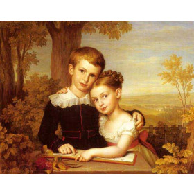 Portrait of two Children with an extensive Landscape beyond