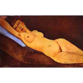 Reclining Nude with Blue Cushion