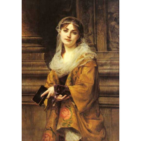 A Young Woman Outside a Church