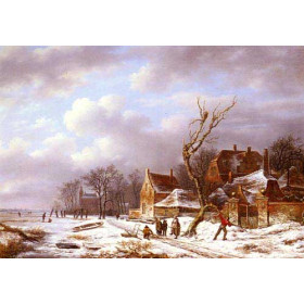 Gathering Wood In A Winter Landscape