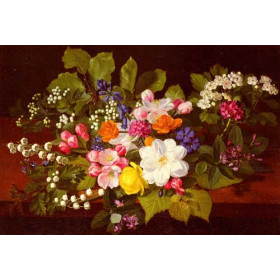 A Bouquet Of Spring Flowers On A Ledge